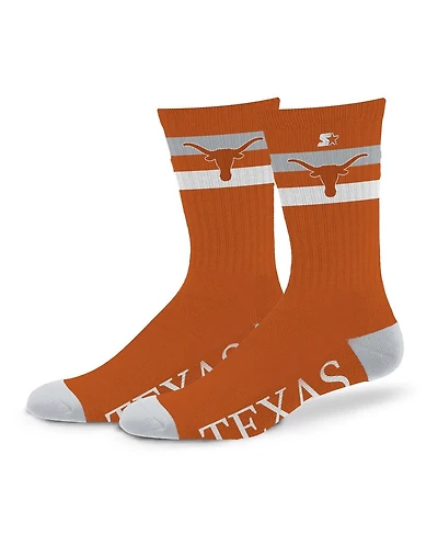 Starter Men's and Women's Texas Longhorns Team Color Two-Stripe Crew Socks