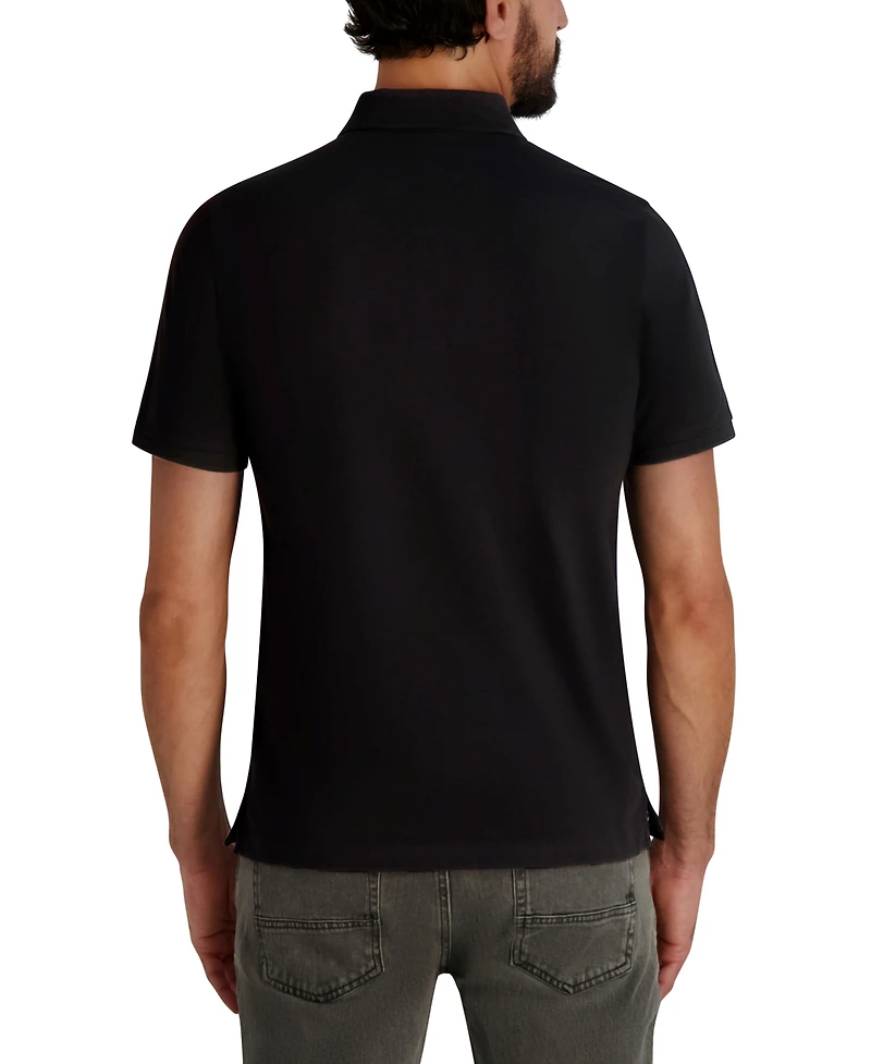 Karl Lagerfeld Paris Men's 3-Button Placket Short Sleeve Polo Shirt