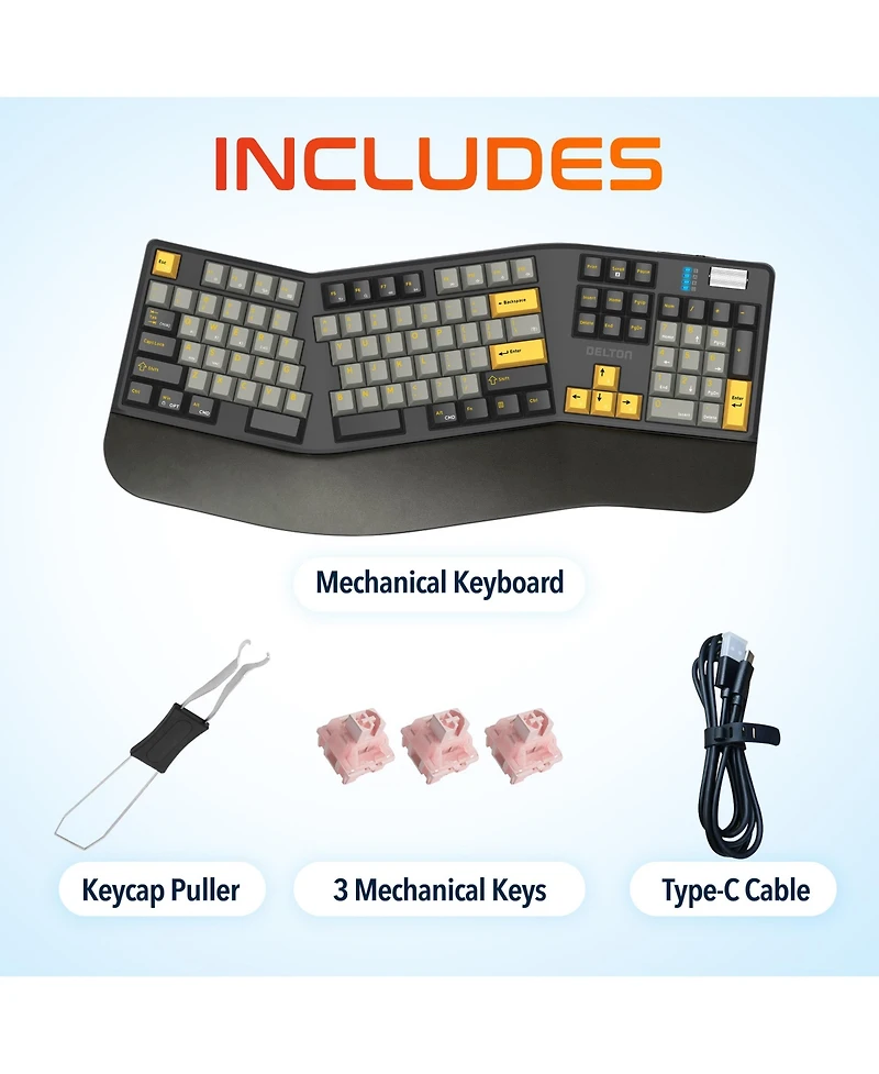 Delton KB450 Wireless Ergonomic Mechanical Keyboard