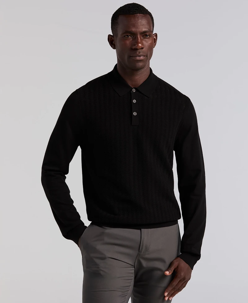 Perry Ellis Men's Long Sleeve Polo Shirt