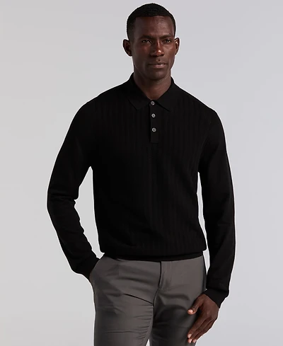 Perry Ellis Men's Long Sleeve Polo Shirt