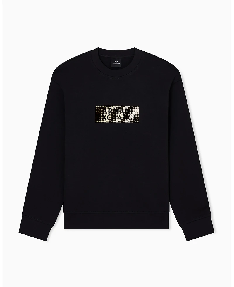 A|X Armani Exchange Men's Gold Logo Center Chest Graphic Crewneck Sweatshirt
