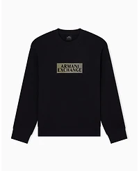 A|X Armani Exchange Men's Gold Logo Center Chest Graphic Crewneck Sweatshirt