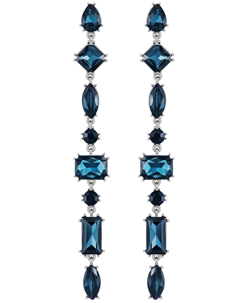 Guess Epoxy Glass Stone Silver and Gold-Tone Drop Earrings