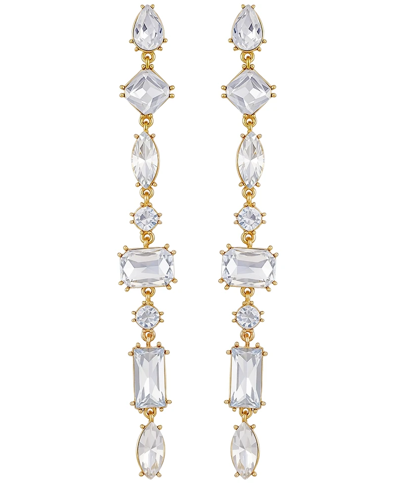 Guess Epoxy Glass Stone Silver and Gold-Tone Drop Earrings