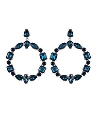 Guess Epoxy Glass Stone Silver and Gold-Tone Door Knocker Earrings