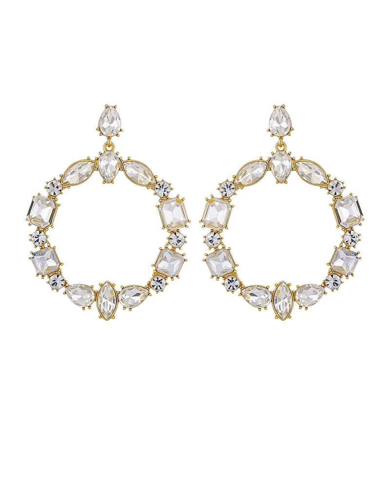 Guess Epoxy Glass Stone Silver and Gold-Tone Door Knocker Earrings