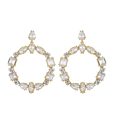 Guess Epoxy Glass Stone Silver and Gold-Tone Door Knocker Earrings
