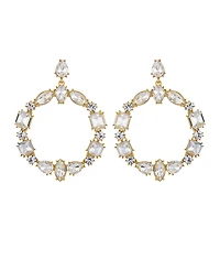 Guess Epoxy Glass Stone Silver and Gold-Tone Door Knocker Earrings