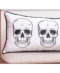 Triple Skully Skeletons Mini Cotton Blend Halloween Accent Pillow 12" x 24"
