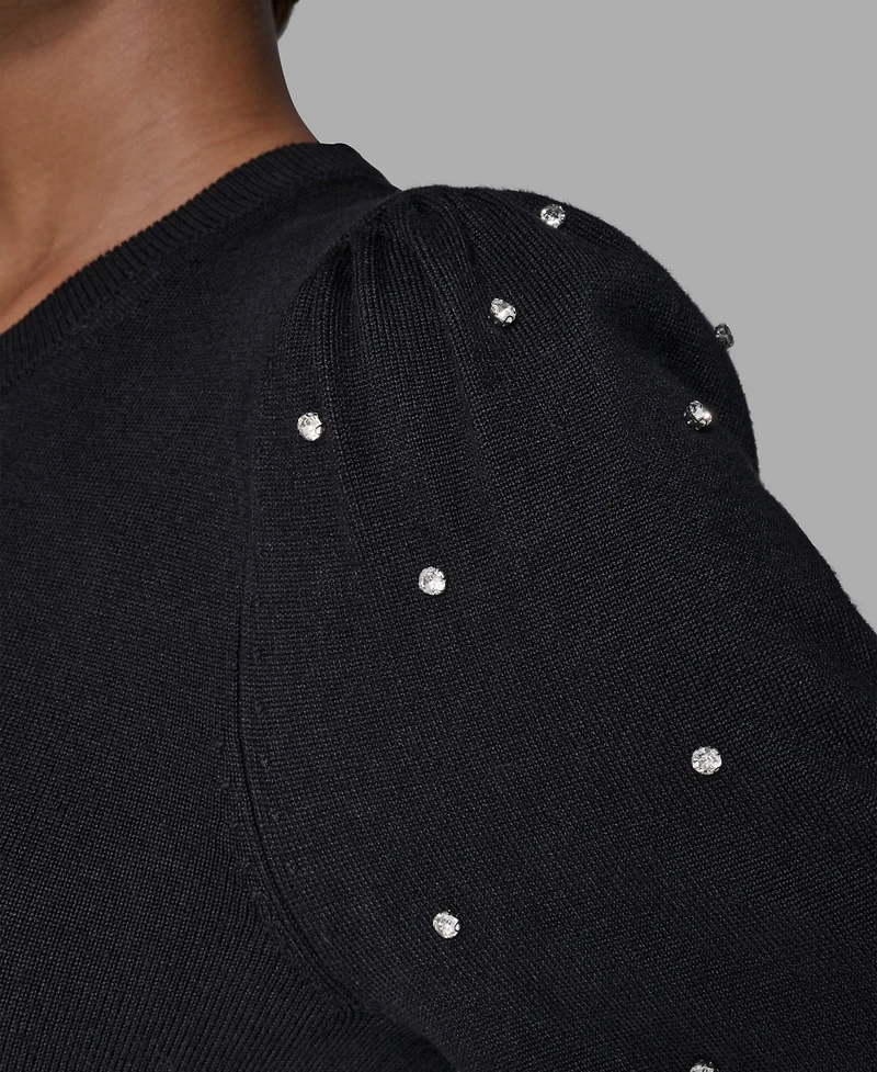 Karl Lagerfeld Paris Women's Embellished Crew Neck Sweater Dress