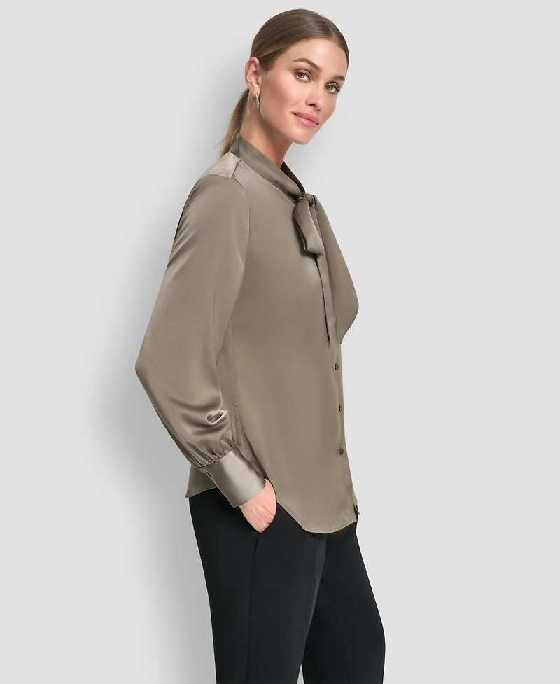 Dkny Women's Front Button Long Sleeve Blouse