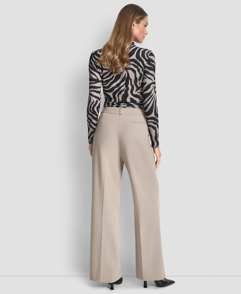 Dkny Women's Pintuck Wide Leg Mid Rise Trousers