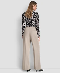 Dkny Women's Pintuck Wide Leg Mid Rise Trousers