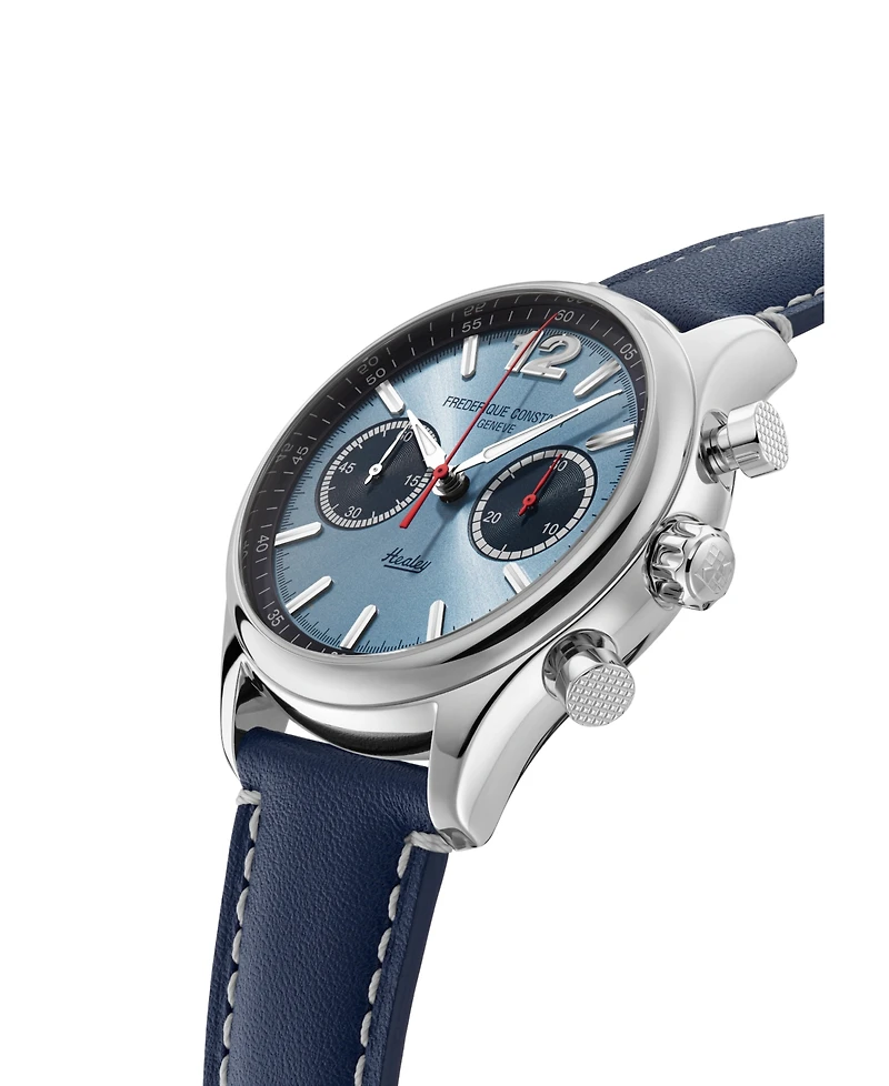 Frederique Constant Men's Vintage Rally Healey Chronograph Navy Leather Strap Watch, 42mm