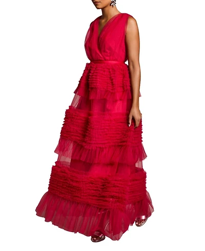 Coast Women's Sleeveless Mesh Tiered Maxi Dress