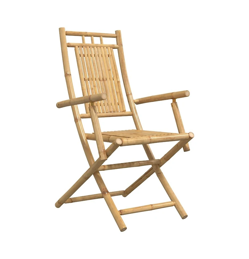 vidaXL Garden Chair Set of 2 Natural Bamboo Bamboo Medium Foldable