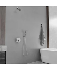 Single-Handle 1-Spray Round Rain Shower Faucet Set with Head & Hand Brushed Nickel (Valve Included)