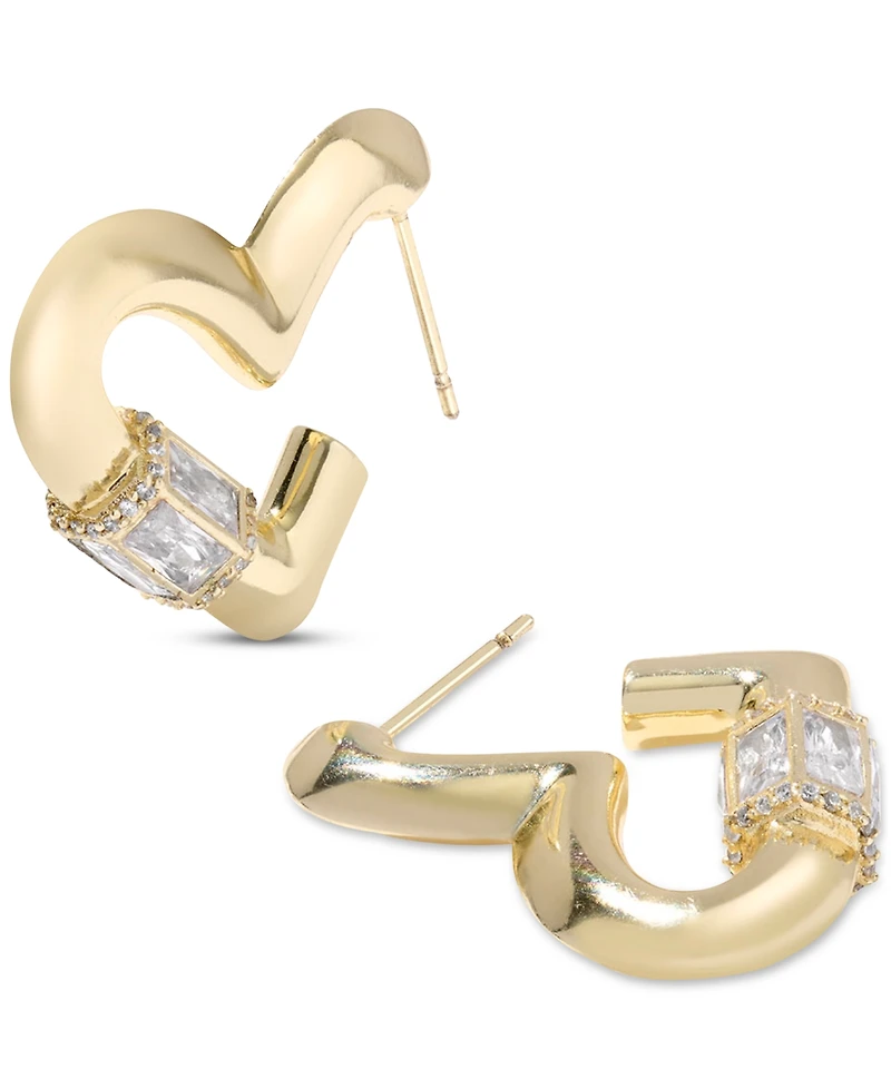 Kendra Scott Cubic Zirconia 14K Gold Plated Over Brass Emery Heart Hoop Earrings