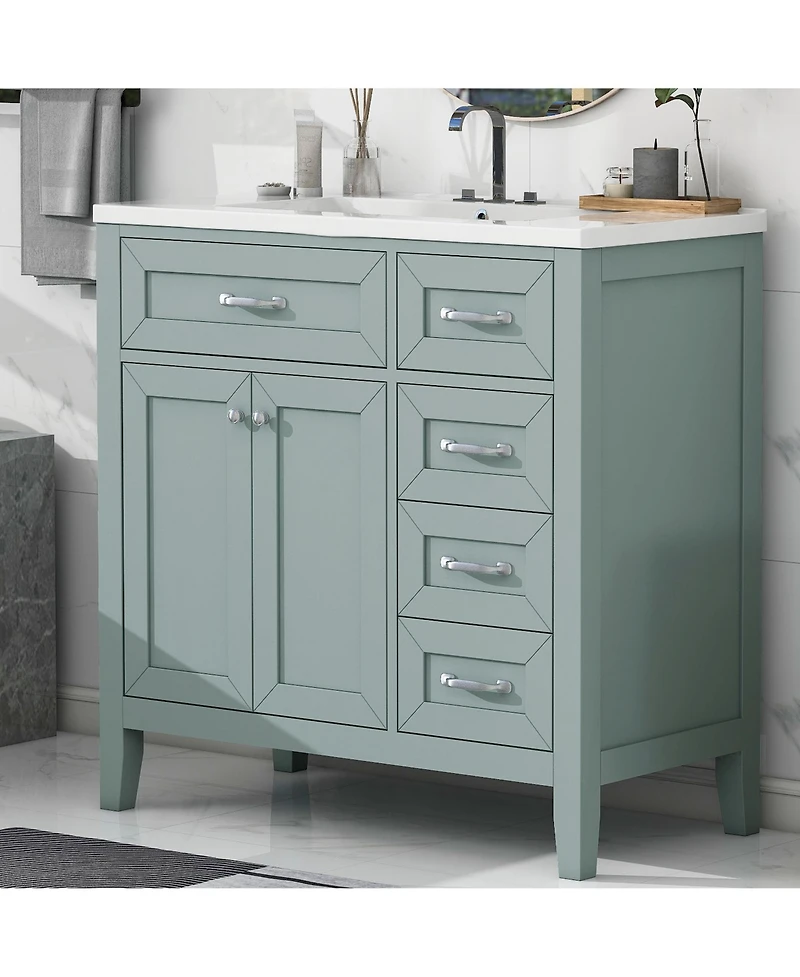 Casainc 36" Bathroom Vanity with Sink Combo, Cabinet Drawers, Solid Frame and Mdf Board