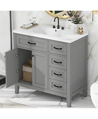 Casainc 36" Bathroom Vanity with Sink Combo, Cabinet Drawers, Solid Frame and Mdf Board