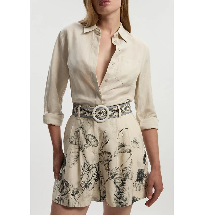 Karen Millen Women's Placed Print Short With Belt