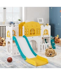 Sugift All-in-1 Toddler Slide Playset Playground with Tunnel and Ladder and Basketball