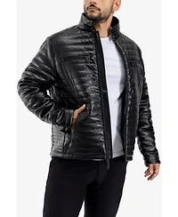 Xray Men's Pu Quilted Jacket With Faux Shearling Lining