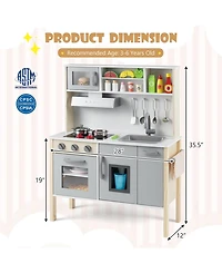 Sugift Wooden Pretend Play Kitchen Set for Toddlers