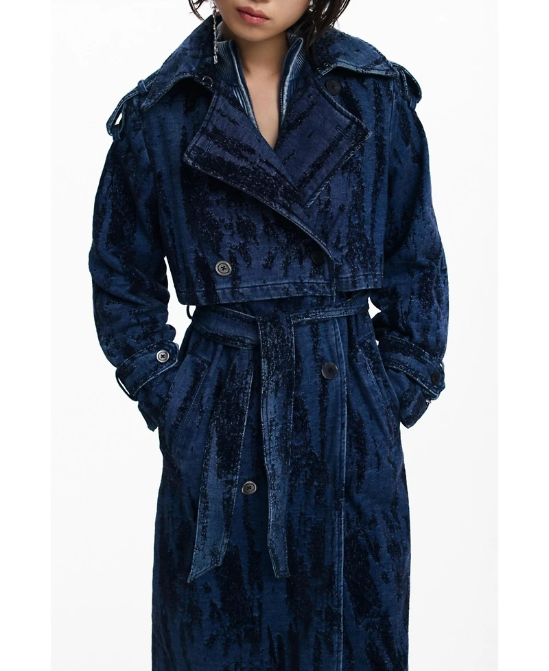 Desigual Women's Degraded denim trench coat