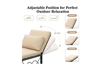 Aecojoy Outdoor Metal Chaise Lounge Chair, Convertible Patio Armchair with Cushions, Adjustable 5-Position Recliner