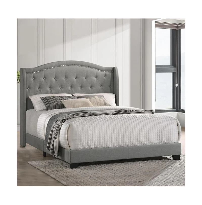Intercon Rhyan Queen Uph Bed in Rhyan Smoke Fabric