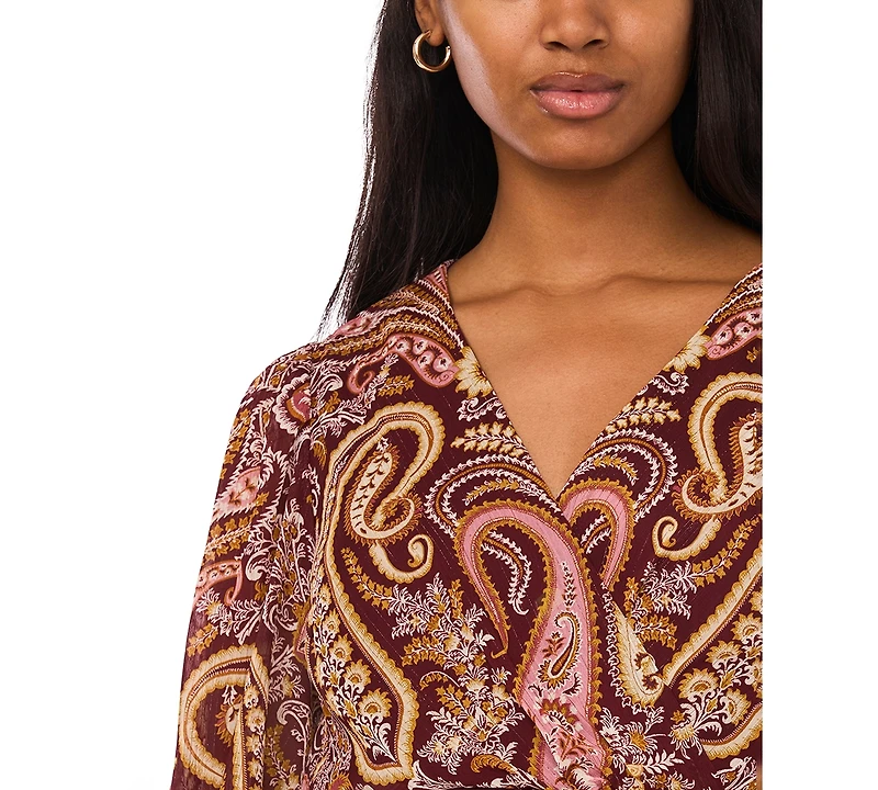 Msk Women's Long Sleeve Belted Maxi Dress