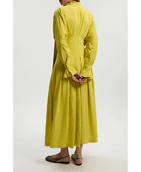 Karen Millen Women's Pleated Neck Tie Detail Woven Maxi Dress