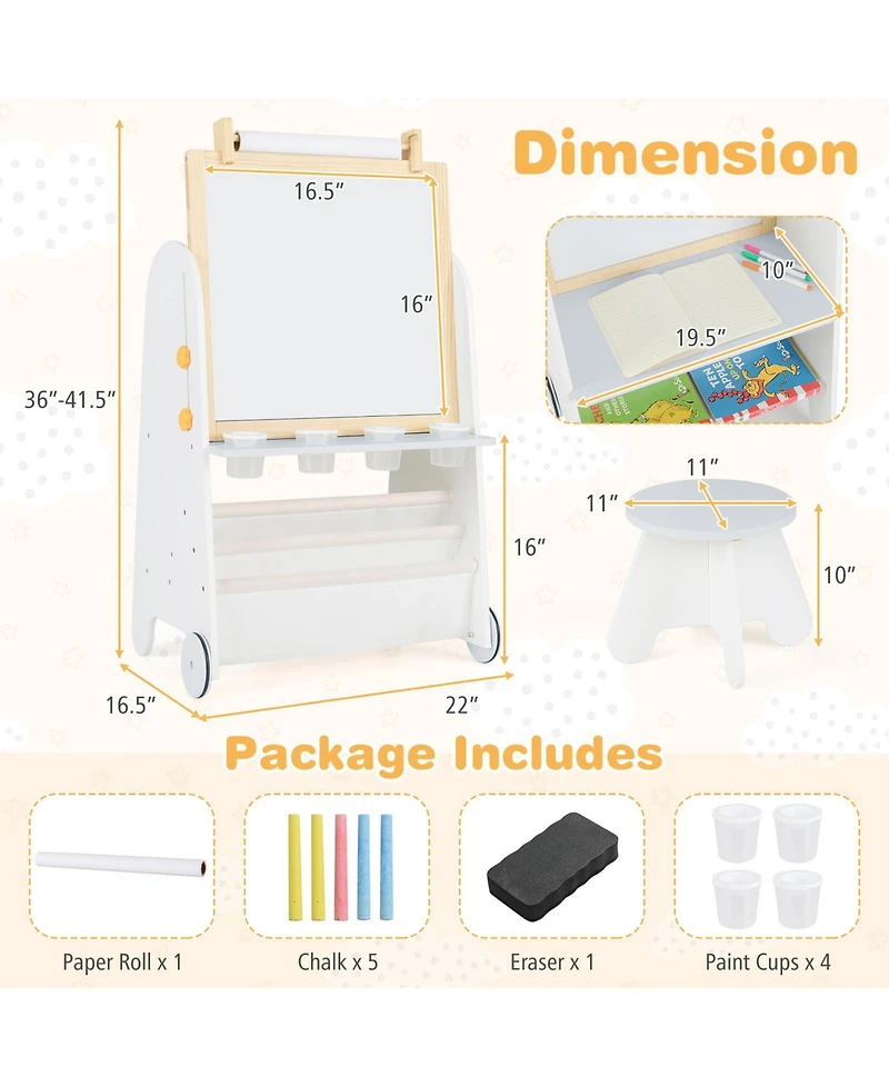 Sugift 4-in-1 Toddler Activity Table Set with Magnetic Whiteboard and Chalk Board
