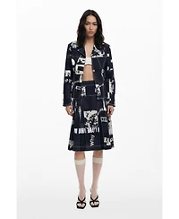 Desigual Women's Newspaper zipper blazer