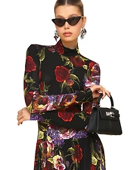 Avec Les Filles Women's Long Sleeves Printed Maxi Dress