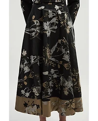 Karen Millen Women's Floral Jacquard Tailored Full Midi Skirt