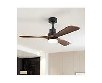 52-inch Modern Minimalist Black 3 Blades Ceiling Fan with 3 color Dimmable and Memory Function Light and Remote control
