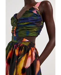 Karen Millen Women's Blurred Floral Taffeta Maxi Dress