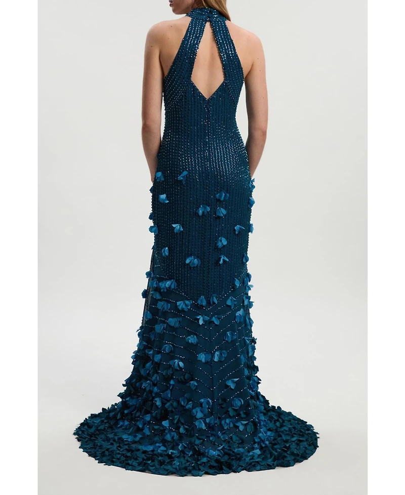 Karen Millen Women's Woven Maxi Rosette Dress