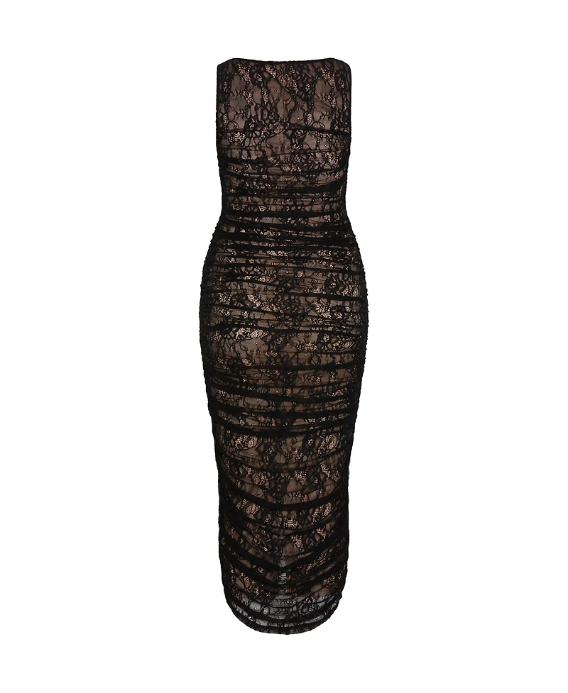 City Chic Women's Halo Ruched Lace Midi Dress