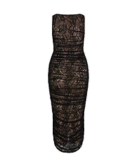 City Chic Women's Halo Ruched Lace Midi Dress