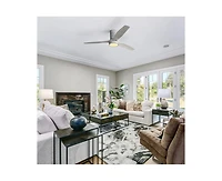 52-inch Modern Silver 3-Blade Flush Mount Fans Supports Remote Control 6-Speed Arbitrary Adjustment and Timing Function