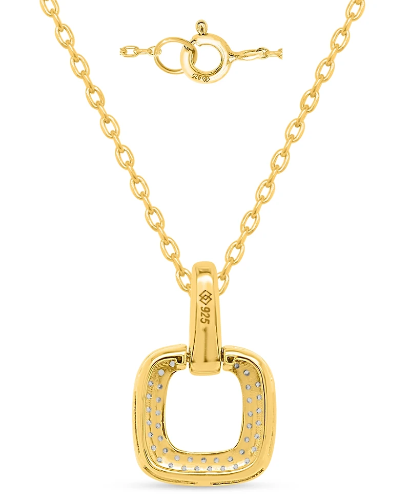 Macy's White Diamond Pendant Necklace (1/4 ct. t.w.) in 14K Gold Plating with Sterling Silver