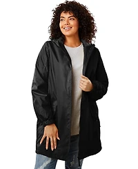 Woman Within Women's Plus Hooded Slicker Raincoat