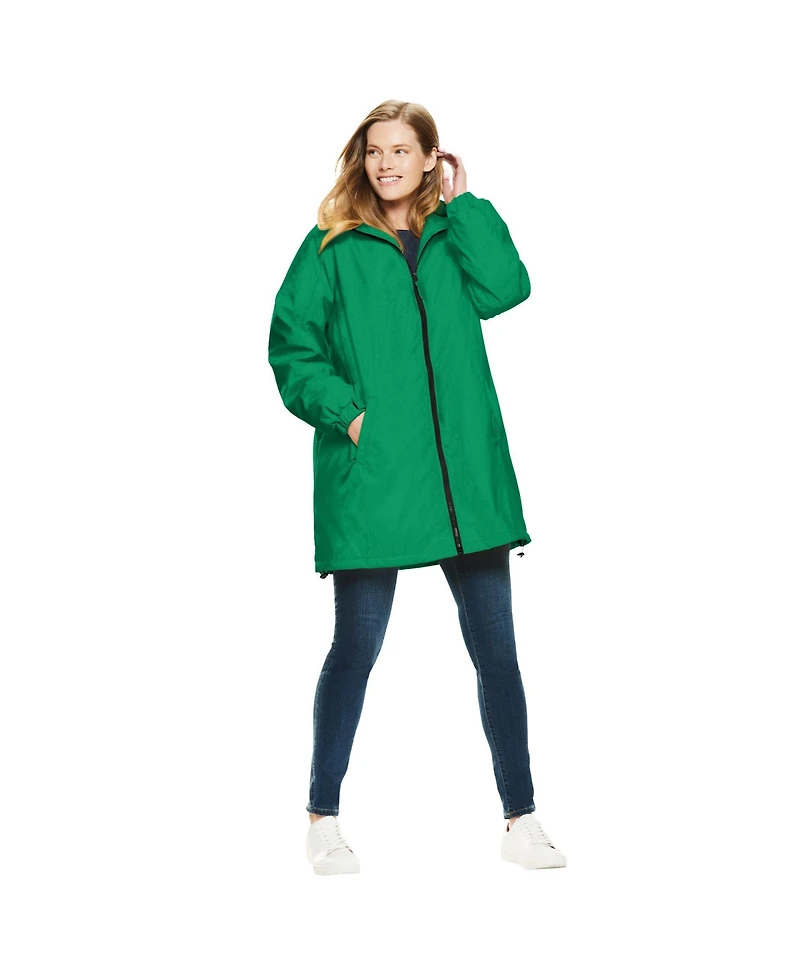 Woman Within Women's Plus Hooded Slicker Raincoat