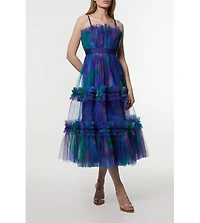 Karen Millen Women's Dark Floral Bandeau Midi Dress