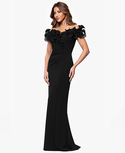 Xscape Petite Ruffled Sweetheart-Neck Fit & Flare Gown