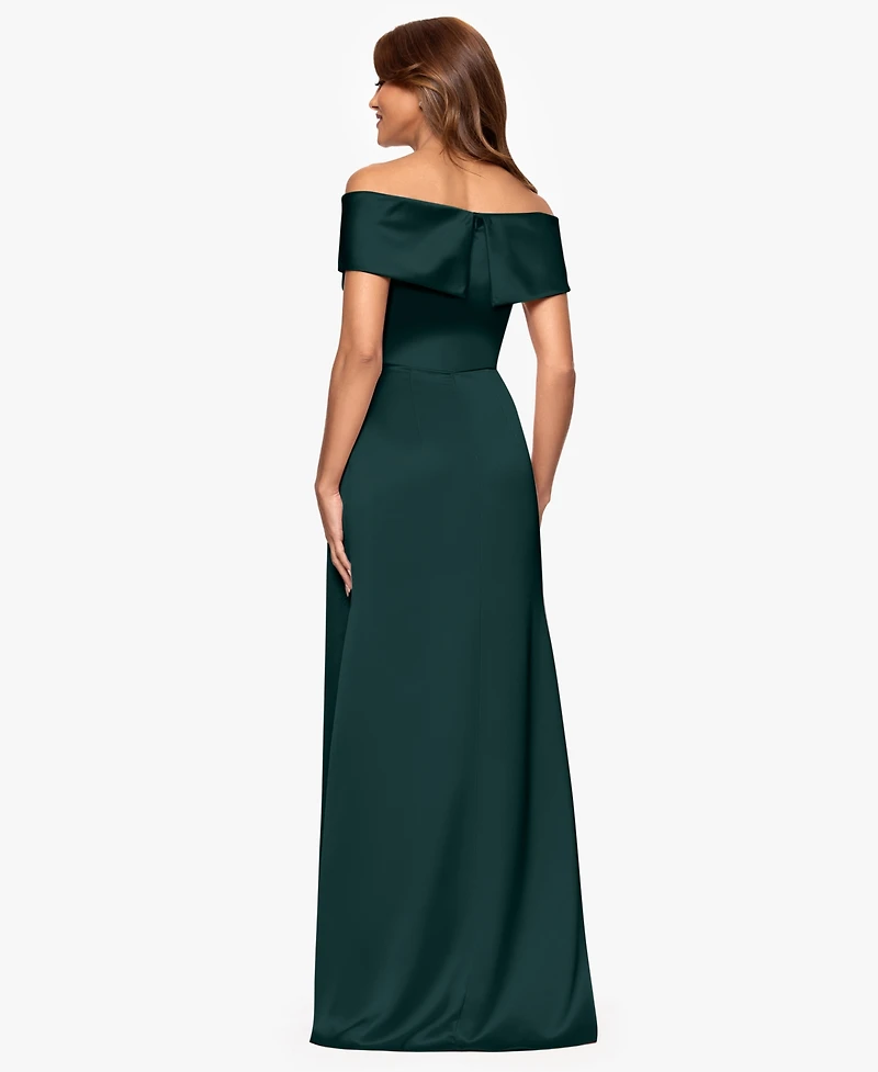 Xscape Petite Long Off-The-Shoulder A-Line Dress